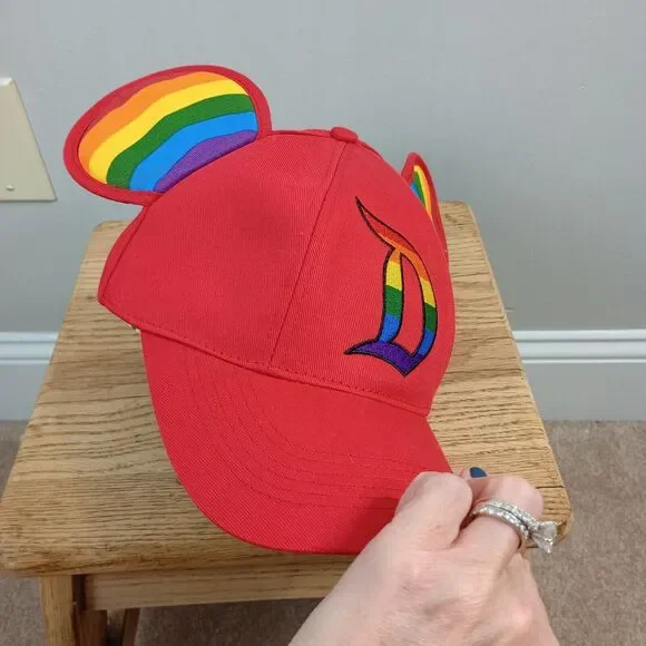 NWT‎ Disneyland Red & Rainbow Mickey Mouse Ears Pride Hat Adult Size Adjustable - Picture 8 of 8
